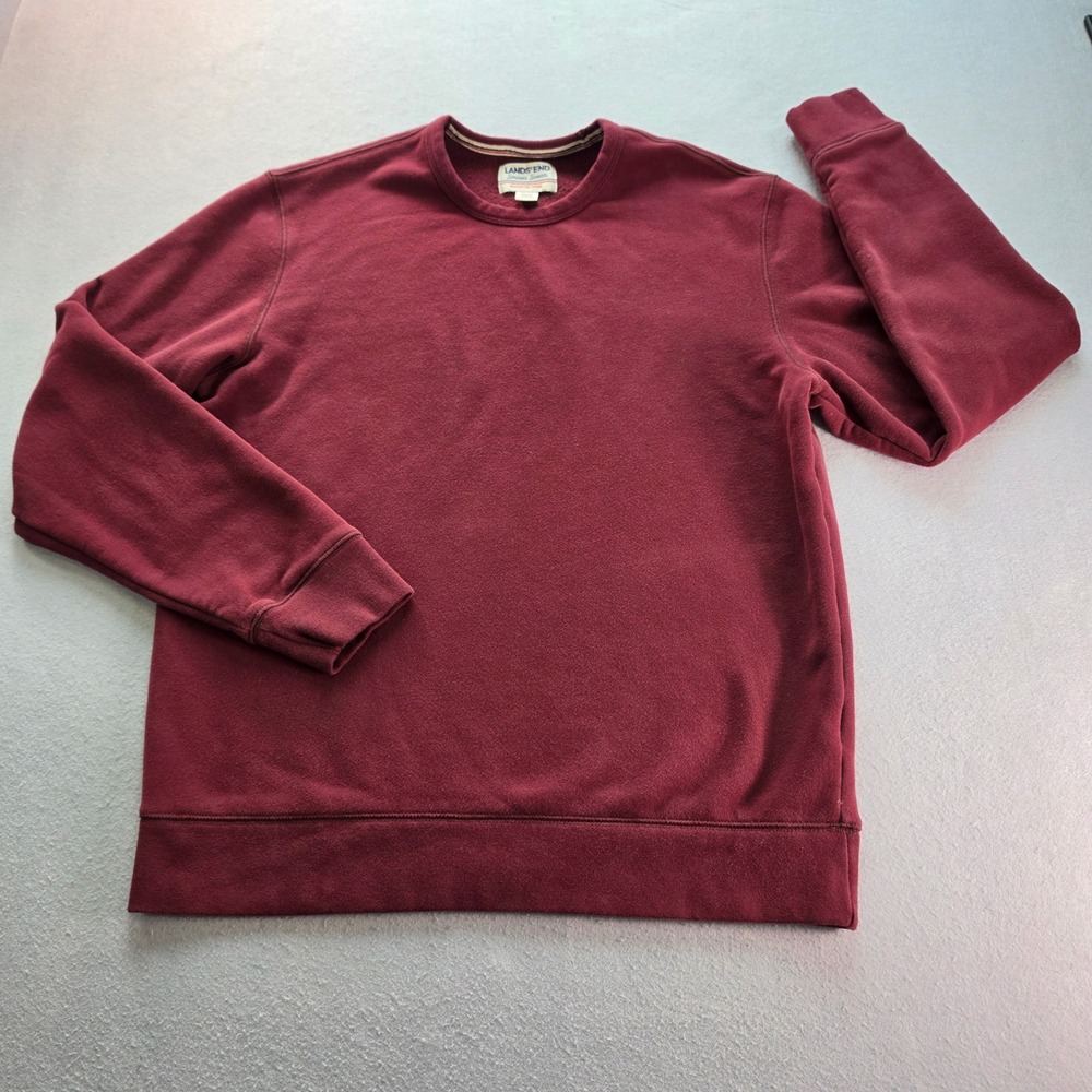 Lands End Serious Sweats Womens M Burgundy Crewneck Sweatshirt Cozy Preppy